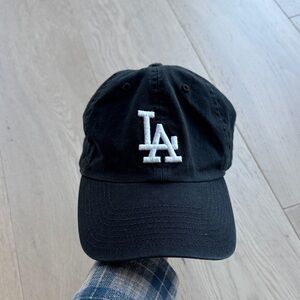 LA Dodgers 47 Brand Black Cap with White Baseball Hat